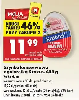 Biedronka Szynka konserwowa z galaretką Krakus oferta