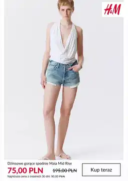 H&M Dżinsowe gorące spodnie Maia Mid Rise oferta