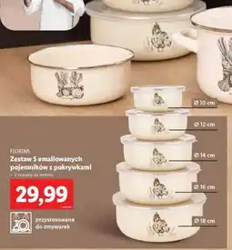 Lidl Florina Zestaw 5 emaliowanych pojemników z pokrywkami oferta