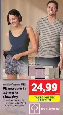 Lidl Piżama damska lub męska z bawełny oferta
