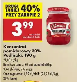 Biedronka Koncentrat pomidorowy 30% Pudliszki, 190 g oferta