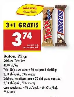 Biedronka Baton, 75 g: Snickers, Twix Xtra oferta