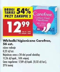 Biedronka Wkładki higieniczne Carefree 56 szt oferta