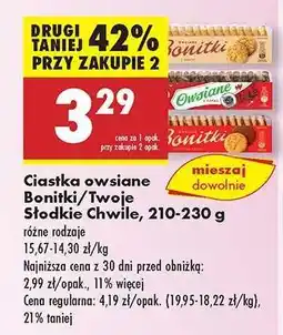 Biedronka Ciastka owsiane Bonitki/Twoje Słodkie Chwile, 210-230 g oferta