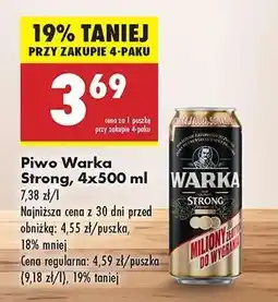 Biedronka Piwo Warka Strong 4x500 ml oferta