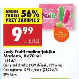 Biedronka Lody Fruit! malina-jabłko Marletto, 8x70 ml oferta