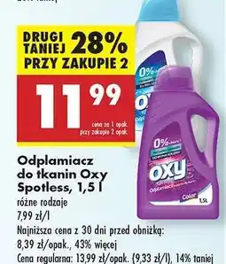 Biedronka Odplamiacz do tkanin Oxy Spotless, 1,5 l oferta