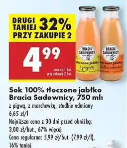 Biedronka Sok 100% tłoczone jabłko Bracia Sadownicy, 750 ml oferta