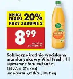 Biedronka Sok bezpośrednio wyciskany mandarynkowy Vital Fresh, 1 l oferta