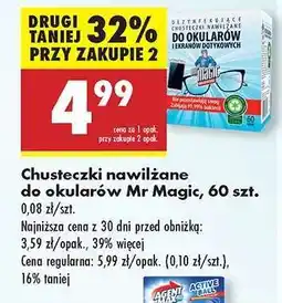 Biedronka Chusteczki nawilżane do okularów Mr Magic 60 szt oferta