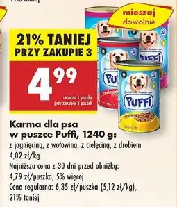 Biedronka Karma dla psa w puszce Puffi, 1240 g oferta