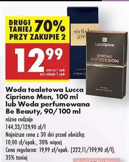 Biedronka Woda toaletowa Lucca Cipriano Men, 100 ml lub Woda perfumowana Be Beauty, 90/100 ml oferta