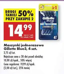 Biedronka Maszynki jednorazowe Gillette Blue3, 4 szt oferta