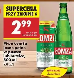 Biedronka Piwo Łomża jasne pełne w puszce lub butelce, 500 ml oferta