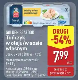 ALDI GOLDEN SEAFOOD Tuńczyk w oleju/w sosie własnym oferta
