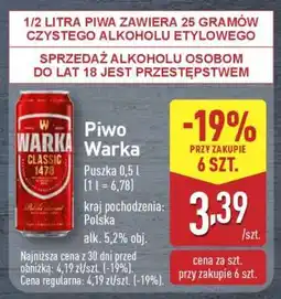 ALDI Piwo Warka oferta