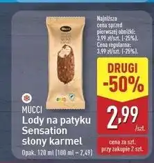 ALDI Lody o samku słonego karmelu w polewie czekoladowej Mucci Sensation oferta