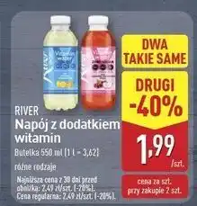 ALDI Woda witaminowa o smaku czerwonego winogrona pitaja River Sport oferta
