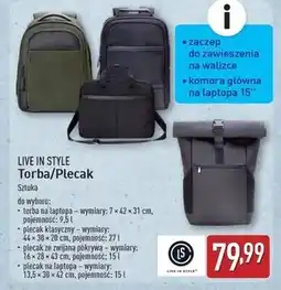 ALDI Plecak na laptopa Live In Style oferta