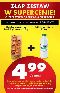 Biedronka Hot dog z parówką berlinką i sosem oferta