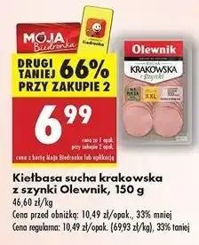 Biedronka Kiełbasa krakowska sucha z szynki Olewnik oferta