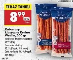 Biedronka Kabanosy klasyczne drobiowe-wieprzowe Kraina Wędlin oferta