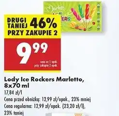 Biedronka Lód waniliowy w polewie kiwi x2 + mango-marakuja truskawka wiśnia Marletto Ice Rockers oferta