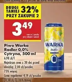 Biedronka Piwo Warka Radler Lemon 0.0% Alk oferta