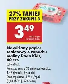 Biedronka Papier toaletowy nawilżany malina Dada oferta