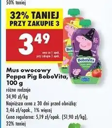 Biedronka Mus morele z jabłkiem i gruszką peppa pig Bobovita oferta