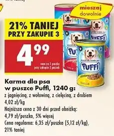 Biedronka Karma dla psa z drobiem Puffi oferta