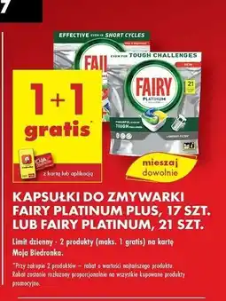 Biedronka Kapsułki do zmywarki lemon Fairy Platinum Plus oferta