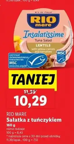 Lidl Sałatka z tuńczykiem i soczewicą Rio Mare Insalatissime oferta