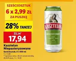 Lidl Piwo Kasztelan Niepasteryzowane oferta