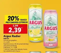 Lidl Piwo Argus Radler Grejpfrut oferta