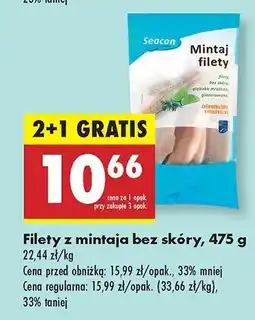 Biedronka Filety z mintaja bez skóry 2+1 GRATIS Seacon oferta