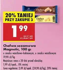 Biedronka Chałwa sezamowa Magnetic o smaku waniliowym, waniliowo-kakaowym oferta