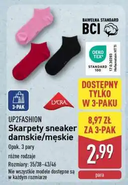 ALDI UP2FASHION Skarpety sneaker damskie/męskie oferta