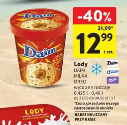 Intermarche Lody DAIM/MILKA/OREO wybrane rodzaje oferta