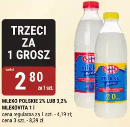bi1 MLEKO POLSKIE 2% LUB 3,2% MLEKOVITA oferta