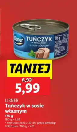 Lidl Tuńczyk w sosie własnym Lisner oferta
