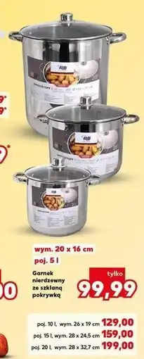 Kaufland Garnek nierdzewny ze szklaną pokrywą 20 l Elo oferta