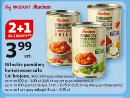 Auchan Pomidory krojone bez skórki z cebulą i czosnkiem Auchan Różnorodne (Logo Czerwone) oferta