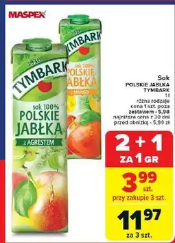 Carrefour Sok 100 % polskie jabłka z mango Tymbark oferta