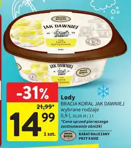 Intermarche Lody o smaku tarty cytrynowej Bracia Koral Jak Dawniej oferta