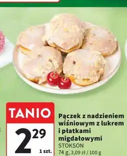 Intermarche Pączek z nadzieniem wiśniowym i płatkami migdałowymi Stokson oferta