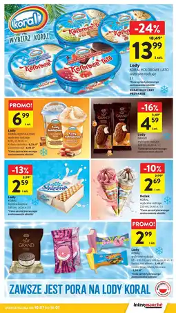 Intermarche Lody o smaku pistacja-śmietanka-słony karmel Koral Kolorowe Lato oferta