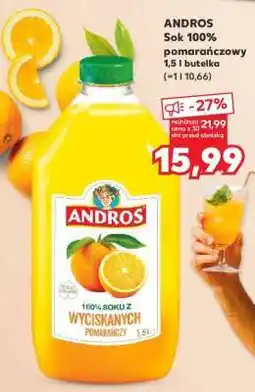 Kaufland ANDROS Sok 100% pomarańczowy 1,5 l butelka oferta