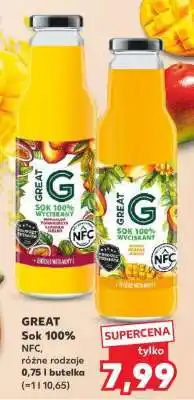 Kaufland GREAT Sok 100% NFC, różne rodzaje oferta
