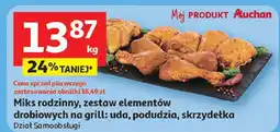 Auchan Miks rodzinny, zestaw elementów drobiowych na grill: uda, podudzia, skrzydełka Auchan oferta